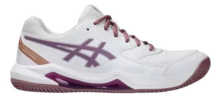 TENIS ASICS GEL DEDICATE 8 PADEL WHITE/DARK UBE MUJER